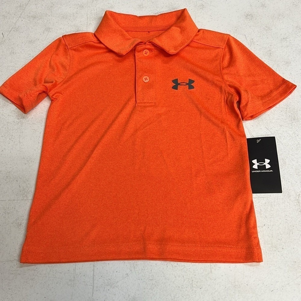 Under Armour Kids Orange Blast Short Sleeve Polo‎ Shirt UASGB01E-812 Size 4 NWT